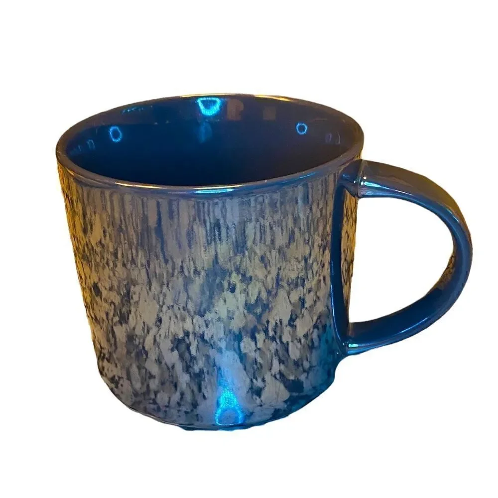 2013 Starbucks Debossed Shiny Metallic Dark Gray 14oz Coffee Mug